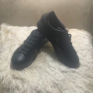 Black Women’s Geox Sneakers with Patent Leather and Gold Stud Accents